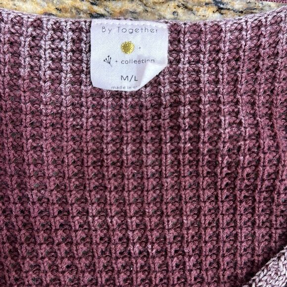 ❤️Last Chance By Together Maroon Color Cotton Cable Knit V-neck PulloverSize M/L - Picture 4 of 7